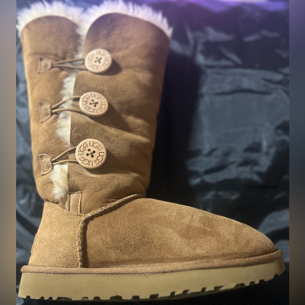 Bailey Suede Button Triplet II Water-Repellent Tall Boots Chestnut
